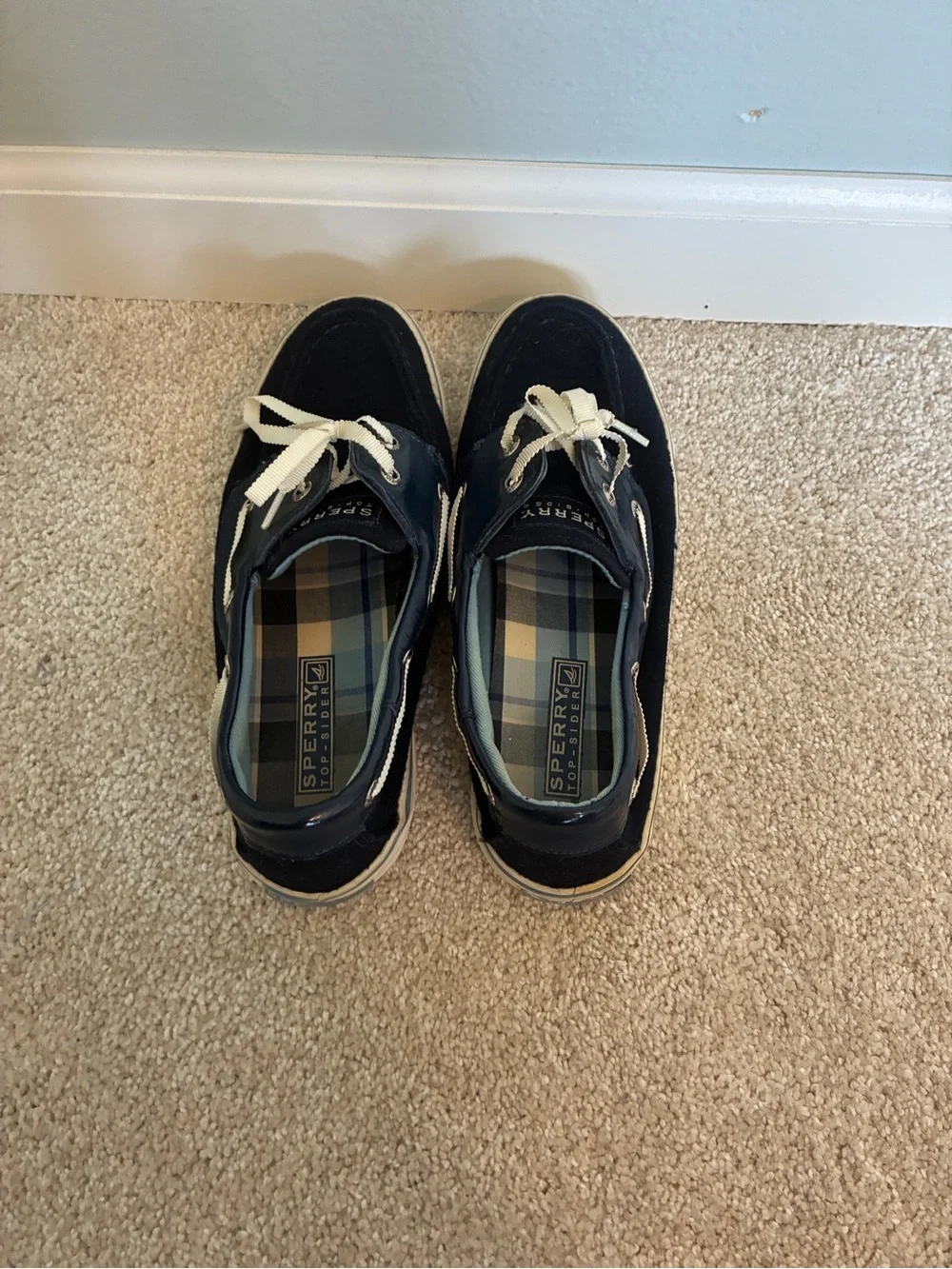 Sperry Top Sider Navy and Cream Lace Boat Shoes size 5.5